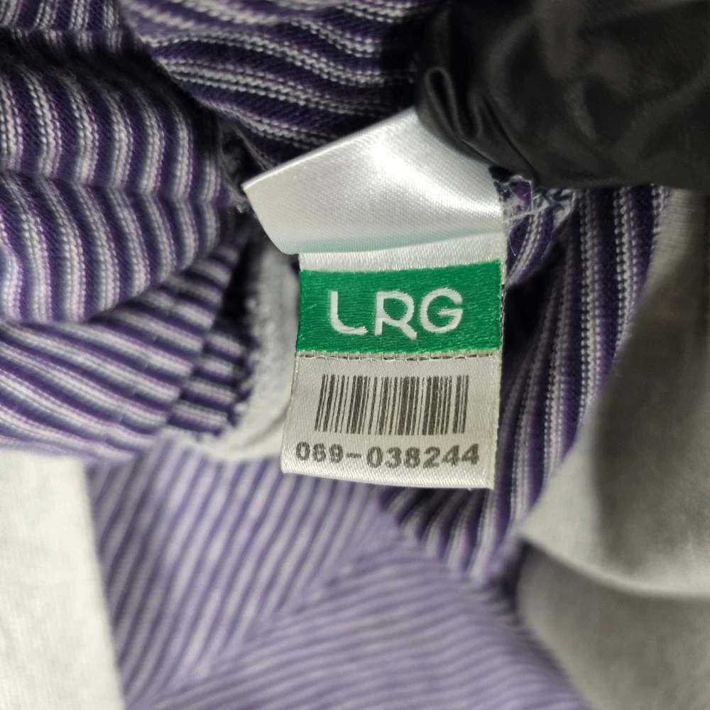 LRG‎ Lifted Research Group Striped V-Neck Cardigan 2XL Purple Gray 100% Cotton